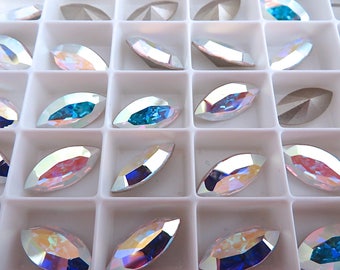 2 Crystal AB Swarovski Crystal Stone Navette 4228 15mm x 7mm