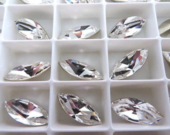 6 Clear Crystal Swarovski Crystal Stone Navette 4228 15mm x 7mm