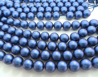 25 Iridescent Dark Blue Swarovski Crystal Beads Pearls 5810 8mm
