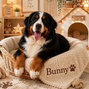 Personalized Dog Blanket with Name, Custom Pet Blanket for Puppies, Soft Plush Fleece Dog Bed Mat, Luxury Cat Blanket, New Puppy Gift