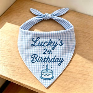 Personalized Dog Birthday Bandana, Custom Embroidered Pet Birthday Scarf, Green Striped Puppy Bandana, Birthday Dog Outfit, Pet Party Outfit