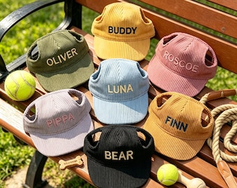 Casquette de baseball brodée personnalisée pour animal de compagnie - chapeau personnalisé en velours côtelé avec nom de chien ou de chat - petites à grandes tailles - cadeau unique pour animal de compagnie, mode chiot