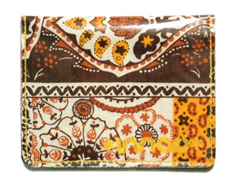 Brown Yellow Retro Western Paisley Cotton / Vinyl Wallet