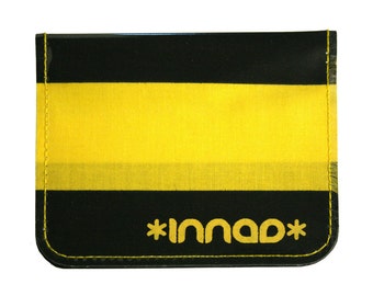 Black Yellow Large Stripe Cotton / Vinyl Wallet