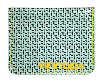 Sea foam Black Question Mark Cotton / Vinyl Wallet