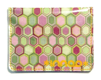 Purple Green Pink Wonky Hexagon Cotton / Vinyl Wallet