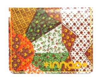 Orange Brown Yellow Green Patchwork Quilt Cotton / Vinyl Wallet