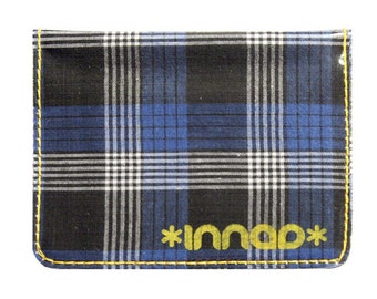 Black Blue White Plaid Cotton / Vinyl Wallet