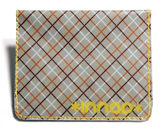 Gray Brown White Plaid Paper / Vinyl Wallet