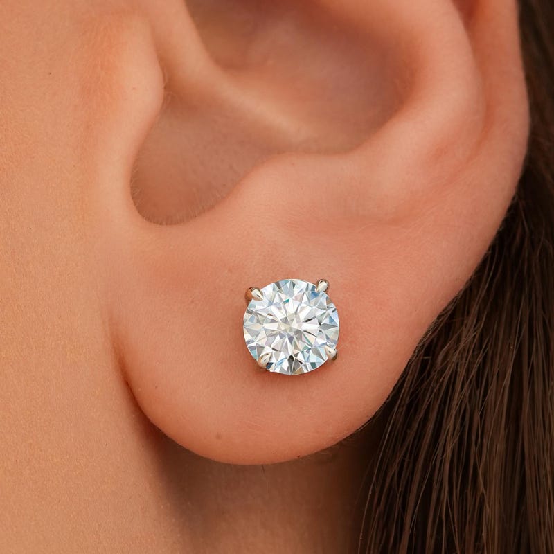Sterling Silver 925 5mm CZ Rub-over Stud Earrings – New