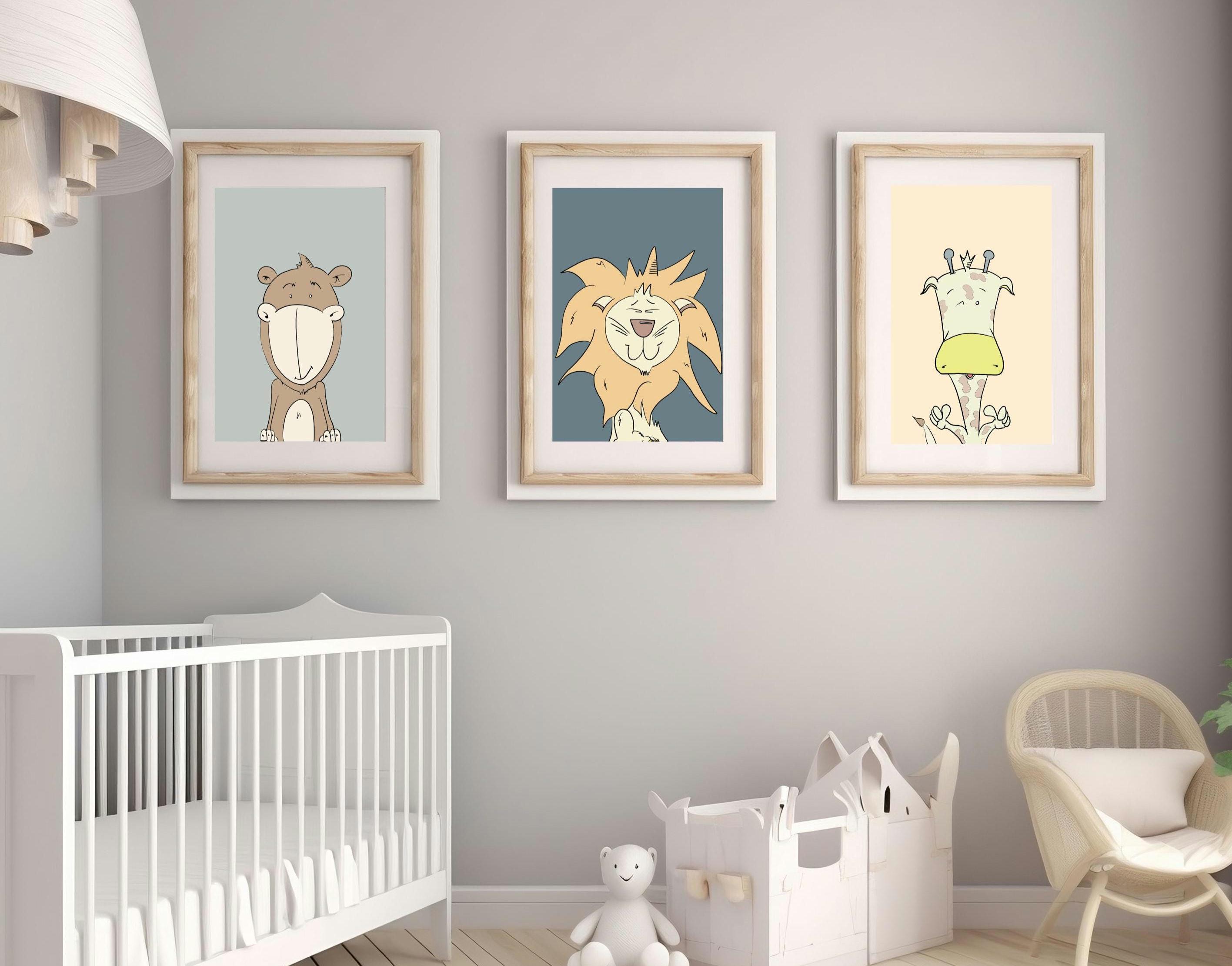 Cute Safari Animal Prints Set of 3 Children's Room Decoration Digital ...