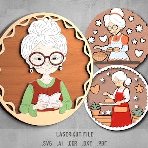 Paquete SVG de abuela. Archivo cortado por láser para Glowforge. pasteles de la abuela