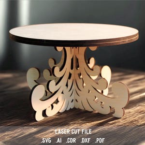 Supporto per torta in formato SVG. File tagliato al laser per Glowforge. Espositore da dessert, porta torta, decorazione per compleanno.