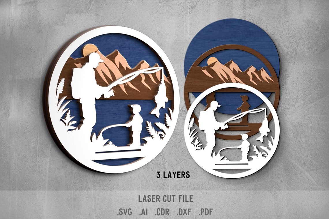 Fishing SVG Bundle. Laser Cut File for Glowforge. Fisherman, Fish ...