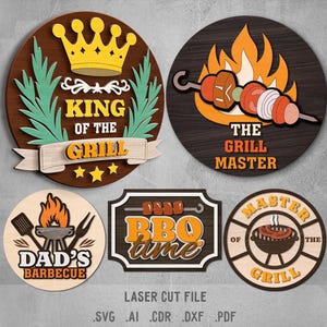 Grillen SVG Bundle. Laserschnittdatei für Glowforge. Grillmeister, Vatertag