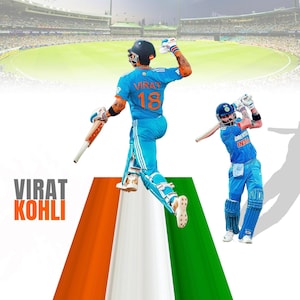 Virat Kohli, jogador de críquete indiano, pôster esportivo