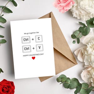 Divertente biglietto di San Valentino per nerd del computer / Biglietto di San Valentino tecnologico stampabile / Copia e incolla amore per lui, per lei / Interno vuoto