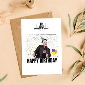 Lustige Geburtstagskarte | Elon Musk DOGE Meme | Druckbare Geburtstagskarte für Sie und Ihn | Abteilung für Geschenk-Effizienz-Audit | Innen leer