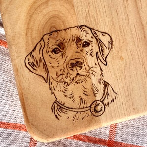 Custom Dog Illustration Charcuterie Board | Hand Burned Charcuterie Board - Cutting Board