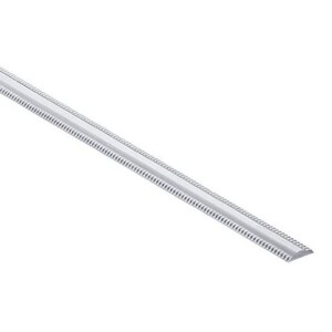 May include: A silver-colored, linear decorative trim piece. The trim has a series of small, evenly spaced indentations along its edges, creating a textured appearance. The design is simple and elegant, suitable for various applications.