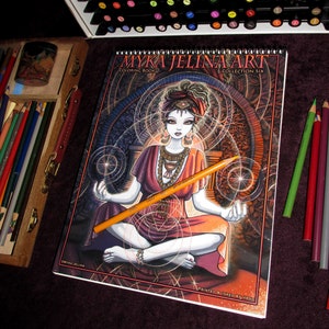 Bohemian Gothic Fairy Magic Myka Jelina Coloring Book Collection SIX Autographed Artist Edition 35 pages Gothic Fairy Line Art & Grayscale