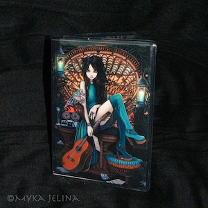 Bohemian Fairy Peacock Chair Song Writer Guitar Aria Vinyl Business Card Holder