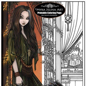 Rhianon - Zigeunerin - Fee-Kunst - digitale Download - Malvorlagen - Kunst - Linie Myka Jelina Kunst - Kaffeehaus - Hippie