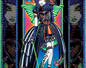 Steampunk Circus Fairies Sideshow Signed 13x19 Print Myka Jelina