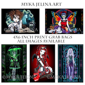 Fantasy Art 4x6 inch Prints Grab Bag Gothic Rockabilly Fairy Circus Angel Tattoo Boho Hippie Steampunk Art