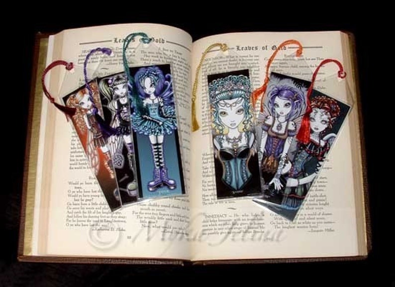 gothic flower moon phase fairy bookmark art print lucia by etsy