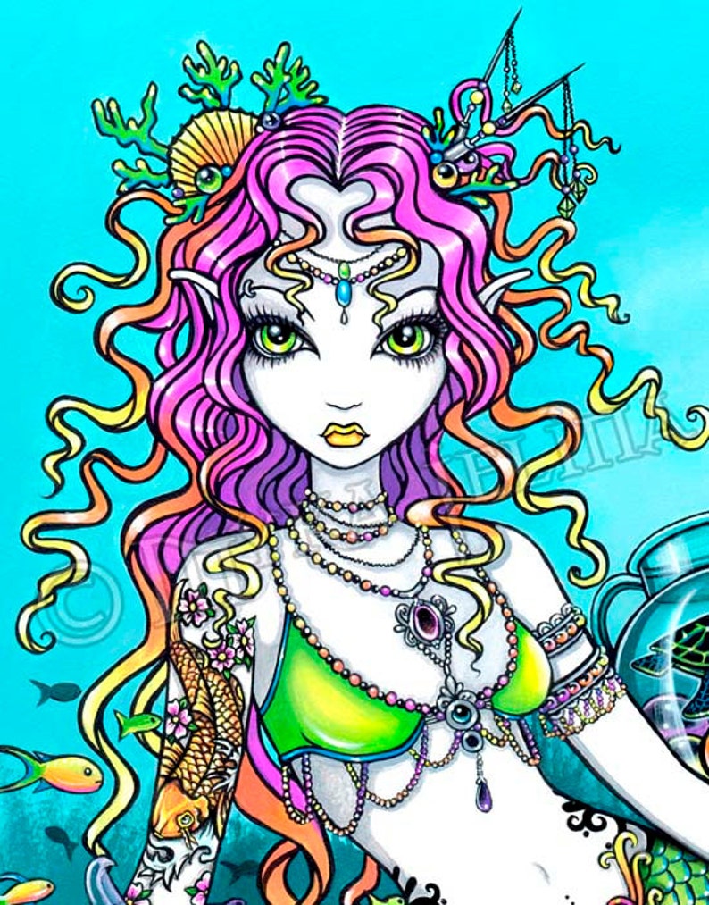 Lyra Signed Prints Tropical Rainbow Mermaid Sea Scape Myka Jelina image 2