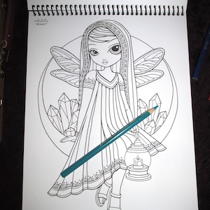 Myka's Minikins Bound Coloring Book 3 Autographed Artist Edition Big Eyed Child Fairy Line Art & Grayscale image 8