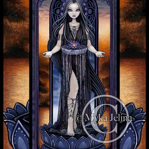 Asana Canvas ACEO Trading Card Blauer Lotus Mandala Wasserfee Signierte Kunst Limited Edition Handverschönert