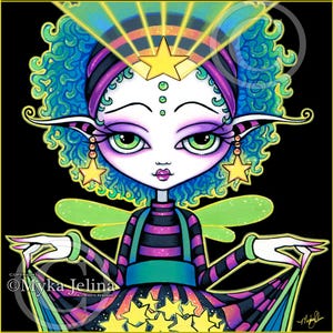 Star Fairy Starling Pixie Stick Signed Prints Rainbow Whimsical