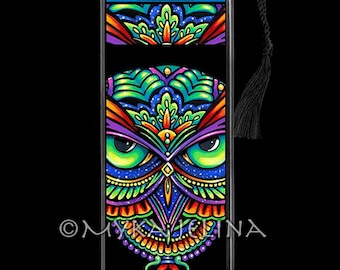 Psychedelic Rainbow Owl Trippy Hippie Owleister BOOKMARK