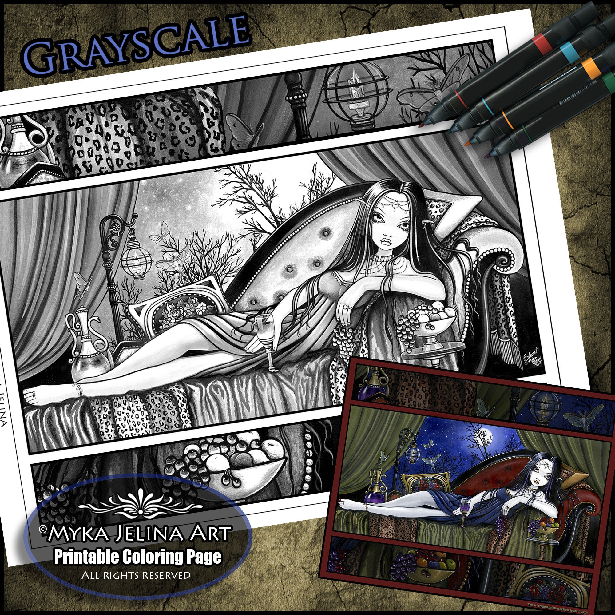 Kleurplaat Fairy Moon Goddess: Selene-grijswaardenkunst (digitale download)  - Etsy België, image size:2000x2000