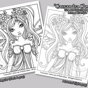 Single Coloring Page Digital Download Line Art Cassandra Close Up Myka Jelina Art Butterfly Fairy Cute Tattoo Pigtail Fae image 2