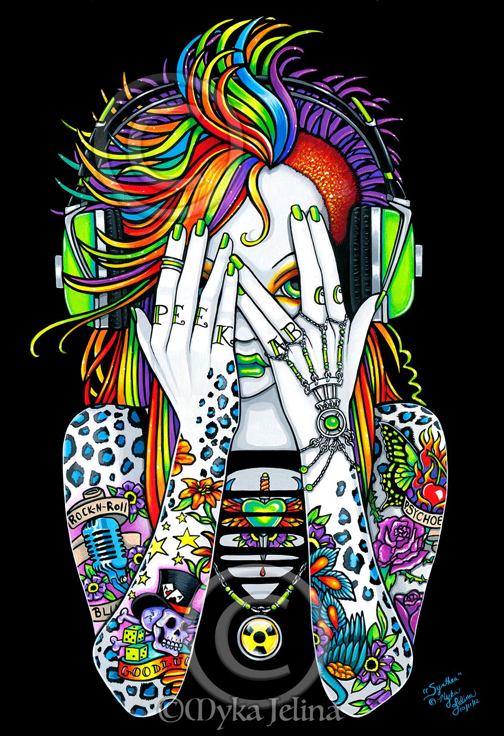 Synthea Signed Prints Psytrance Tattoo Musical Fairy - Etsy