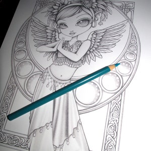 Myka's Minikins Bound Coloring Book 3 Autographed Artist Edition Big Eyed Child Fairy Line Art & Grayscale image 7