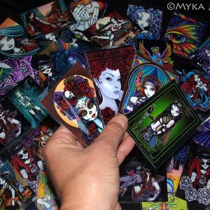 Bolsa de lona con tarjetas coleccionables, estilo gótico, rockabilly, hada, circo, ángel, tatuaje, bohemio, hippie, steampunk.
