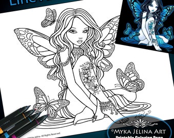 Maia Line Art Digital Download Coloring Page Myka Jelina Art Flower Tattoo Butterfly Fairy