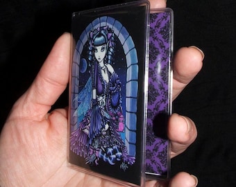 Purple Victorian Gothic Fairy Mia Blue Moon Vinyl Business ID Card Holder