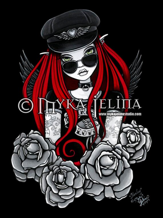 Rockabilly Angel Tattoo Retro Pin Up Fairy Toni Signed Myka Jelina Print