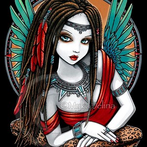 Zaria - Tribal Goddess - Fantasy Art - Digital Download - Coloring Page
