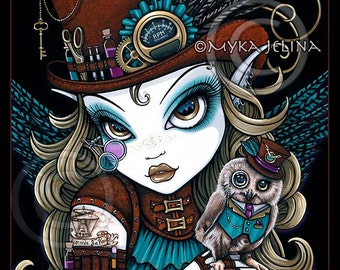 Jewels Steampunk Owl Aviatrix Fairy Art Lt Ed Embellished Canvas Print