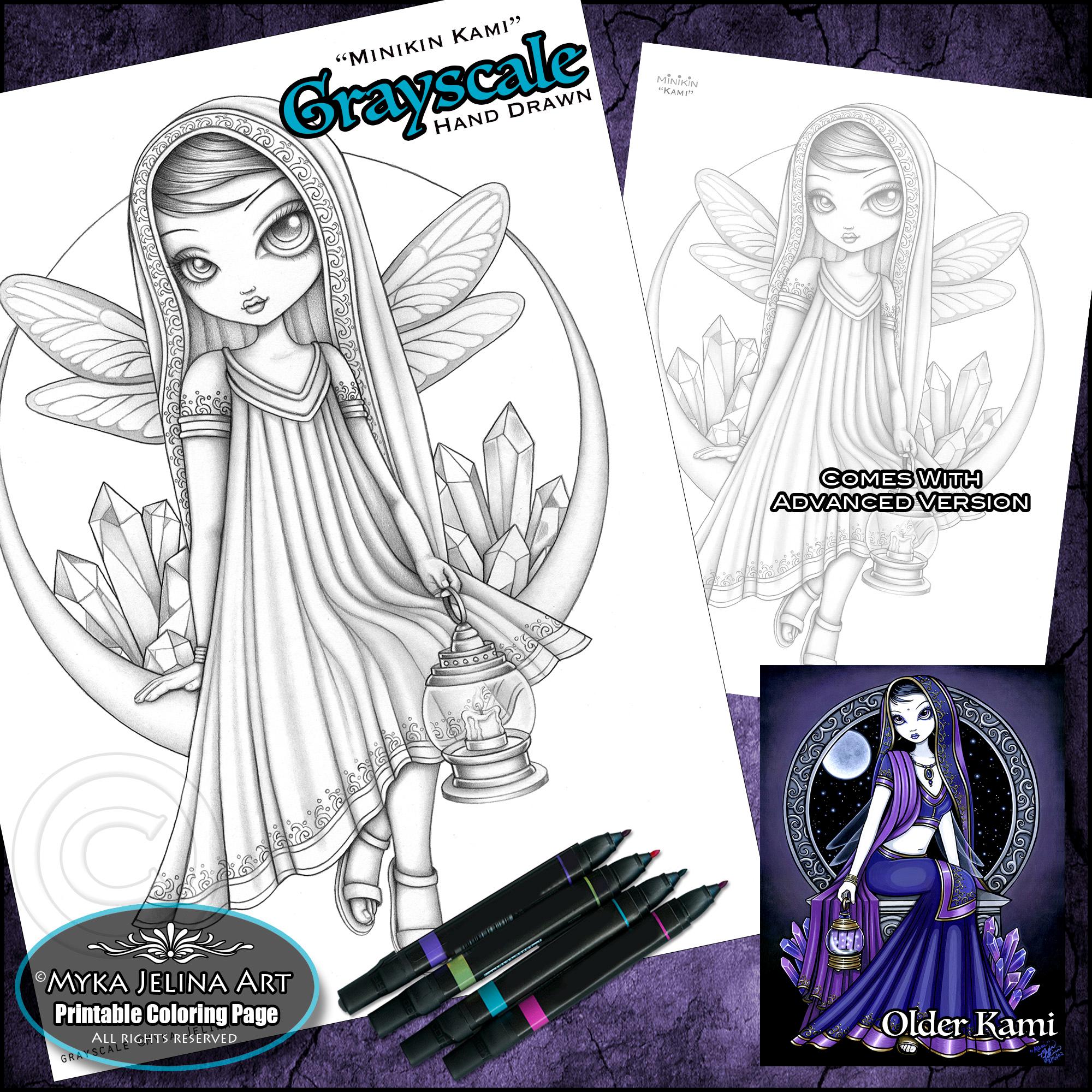 Crystal Moon Fairy Grayscale Coloring Page (instant Download) - Etsy