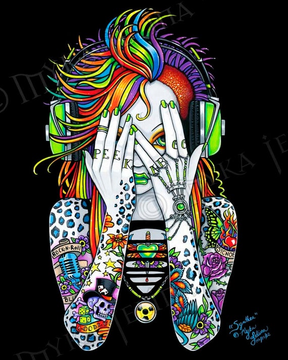 Synthea Signed Prints Psytrance Tattoo Musical Fairy - Etsy
