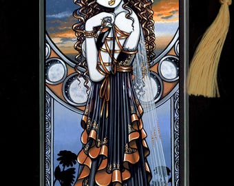 Gothic Flower Moon Phase Fairy BOOKMARK Art Print Lucia Myka Jelina