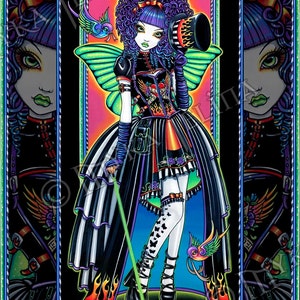 Juxtapose Signed Prints Steampunk Rainbow Swallow Tattoo Carnival Fairy