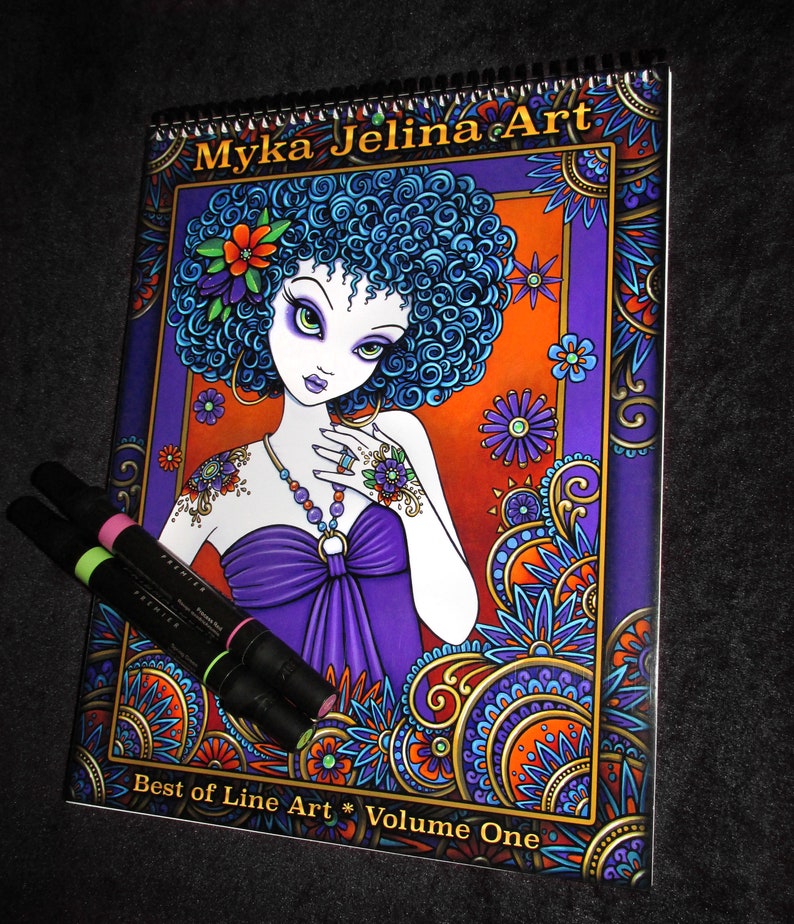 Best of LINE ART Volume ONE Myka Jelina Bound Coloring Book image 1